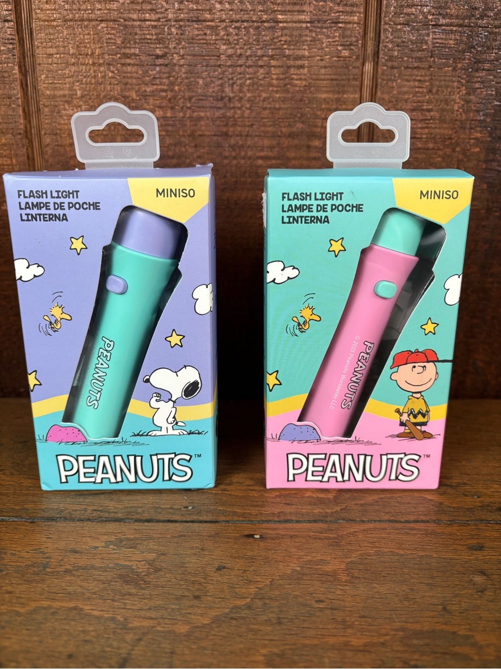 Peanuts Snoopy Kids Flashlight - Teal and Pink, Miniso